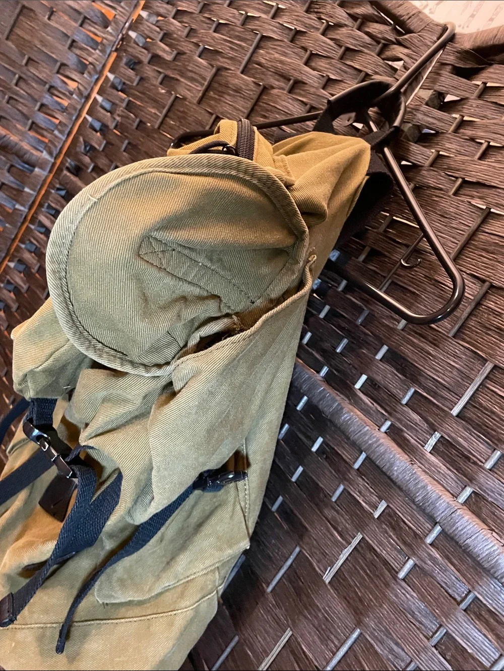 All-Son Military Style Mustard Yellow Canvas Backpack - Unisex